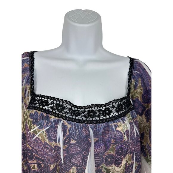 Lane Bryant Short Sleeve Square Neck Lace Detail Blouse Size 22/24 - Picture 7 of 7